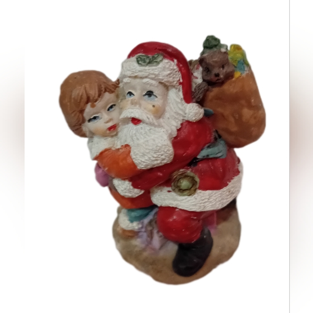 Santa Claus Figurine with Child - Red and White